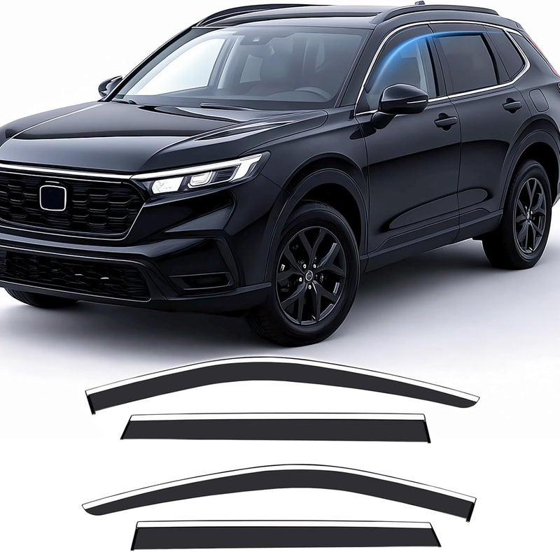 Vesul Compatible with Honda CR-V CRV 2026-2023 All Trims Tape on Extended Window Deflector Rain Guard Vent Visor Shield Cover with 304 Stainless Steel Trim Smoke Black - Image 1